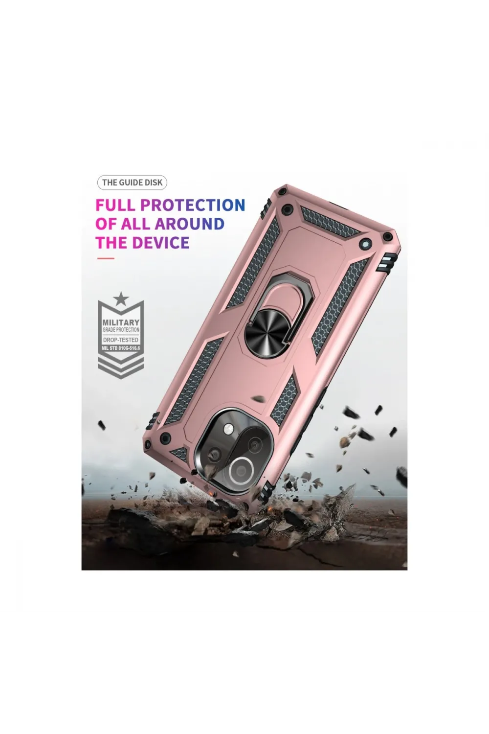 Xiaomi Mi 11 Lite Kılıf Sofya Yüzüklü Silikon Kapak - Rose
