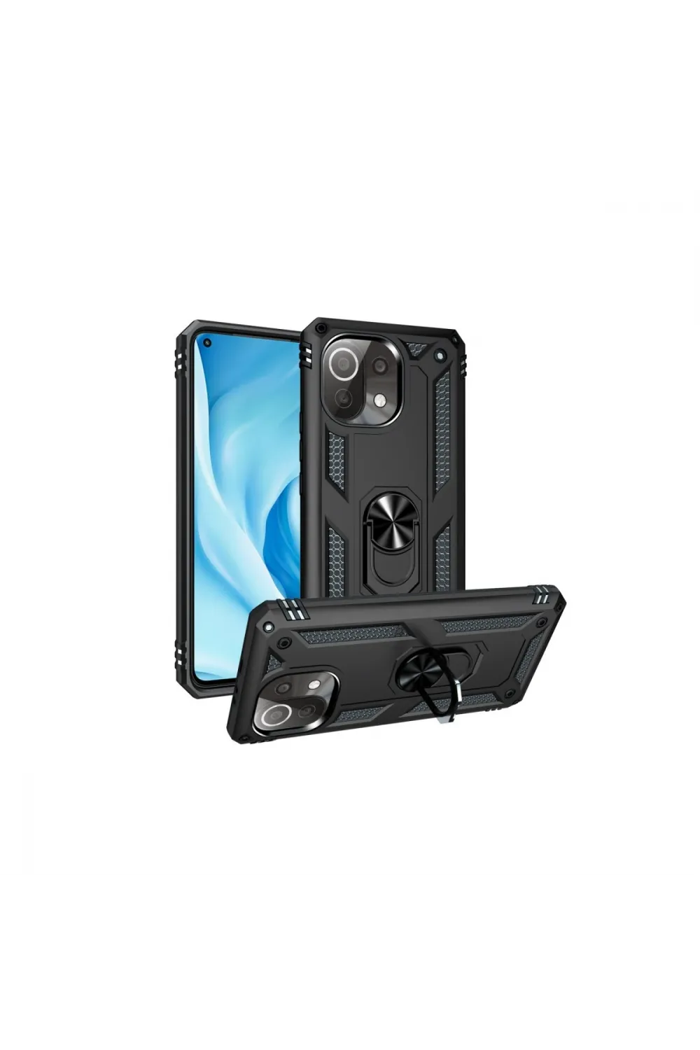 Xiaomi Mi 11 Lite Kılıf Sofya Yüzüklü Silikon Kapak - Siyah