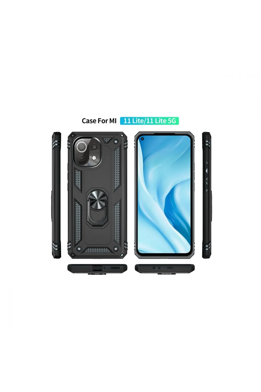 Xiaomi Mi 11 Lite Kılıf Sofya Yüzüklü Silikon Kapak - Siyah