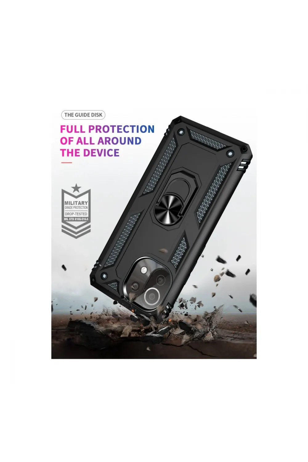 Xiaomi Mi 11 Lite Kılıf Sofya Yüzüklü Silikon Kapak - Siyah
