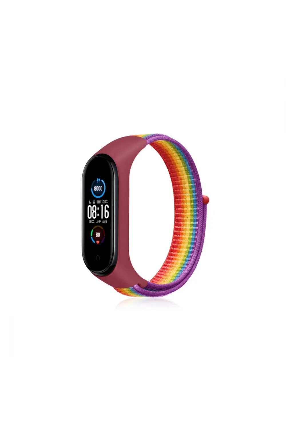 Xiaomi Mi Band 4 Hasırlı Cırtcırtlı Kordon (saat Değildir) - Gökkuşağı