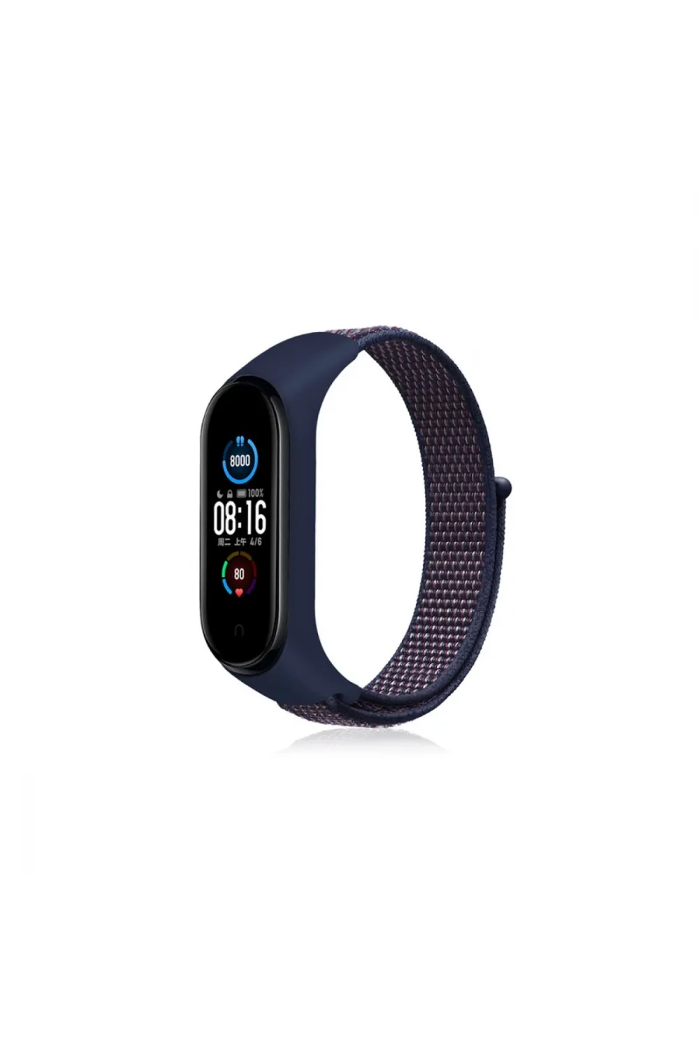 Xiaomi Mi Band 4 Hasırlı Cırtcırtlı Kordon (saat Değildir) - Lacivert-mor