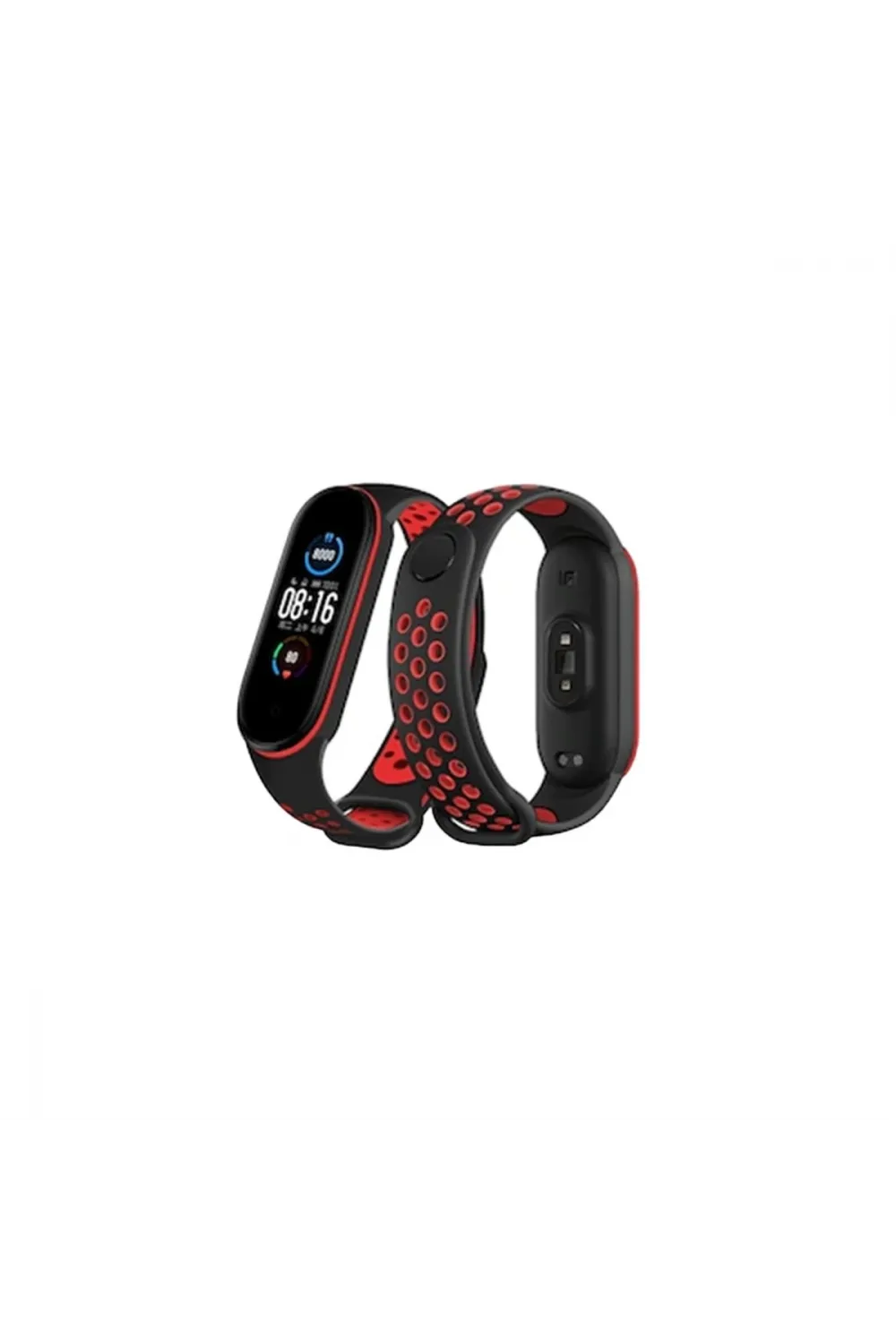 Xiaomi Mi Band 4 Spor Delikli Kordon (saat Değildir) - Siyah-kırmızı