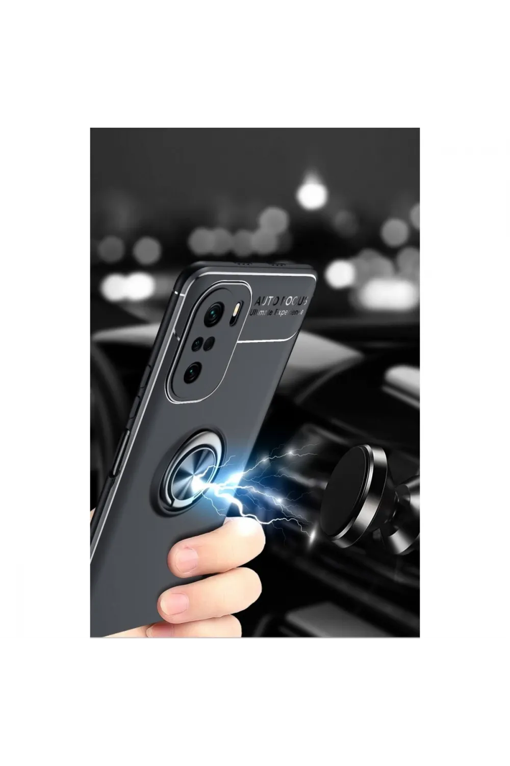Xiaomi Poco F3 Kılıf Range Yüzüklü Silikon - Mavi