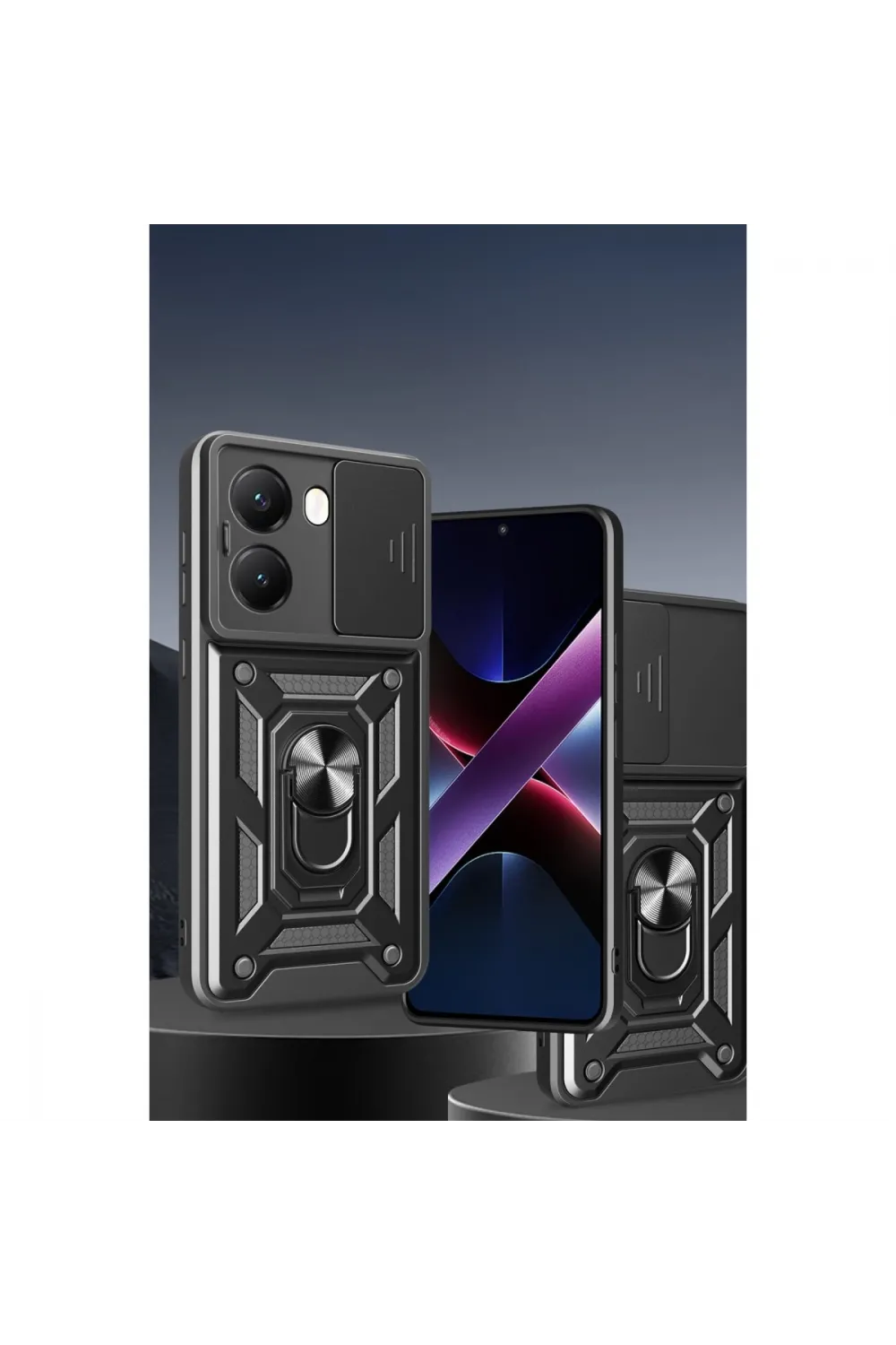 Xiaomi Poco X7 Pro Kılıf Pars Lens Yüzüklü Silikon - Siyah