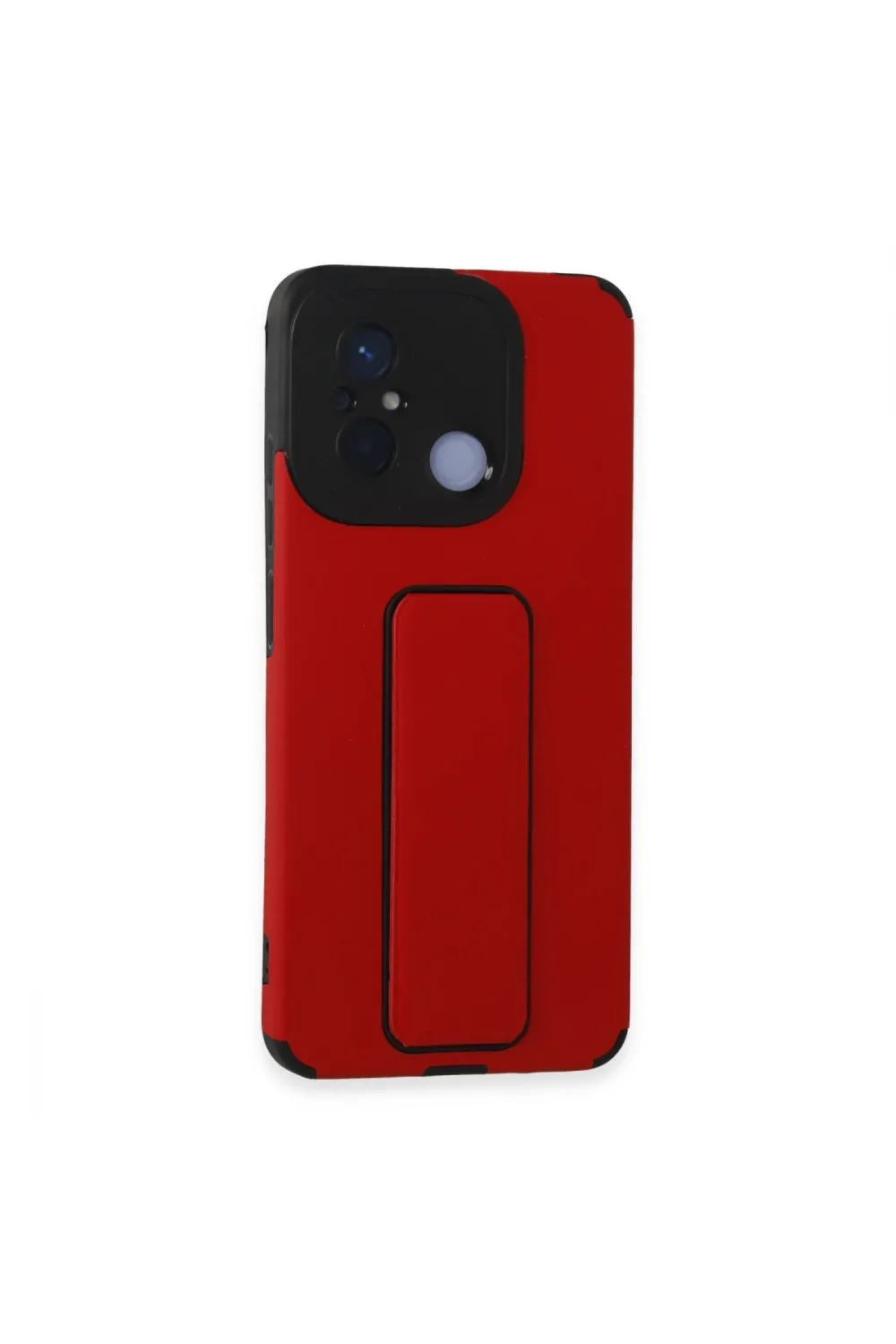 Xiaomi Redmi 12c Kılıf Mega Standlı Silikon - Kırmızı