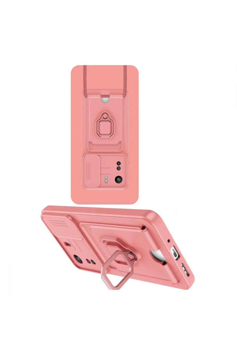 Xiaomi Redmi 13c Kılıf Zuma Kartvizitli Yüzüklü Silikon - Pembe