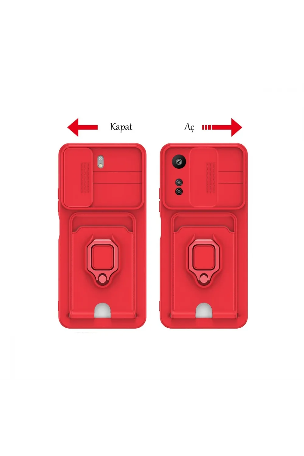 Xiaomi Redmi 13c Kılıf Zuma Kartvizitli Yüzüklü Silikon - Siyah