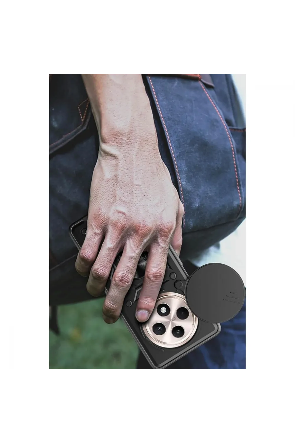 Xiaomi Redmi 14c Kılıf Pars Lens Yüzüklü Silikon - Siyah