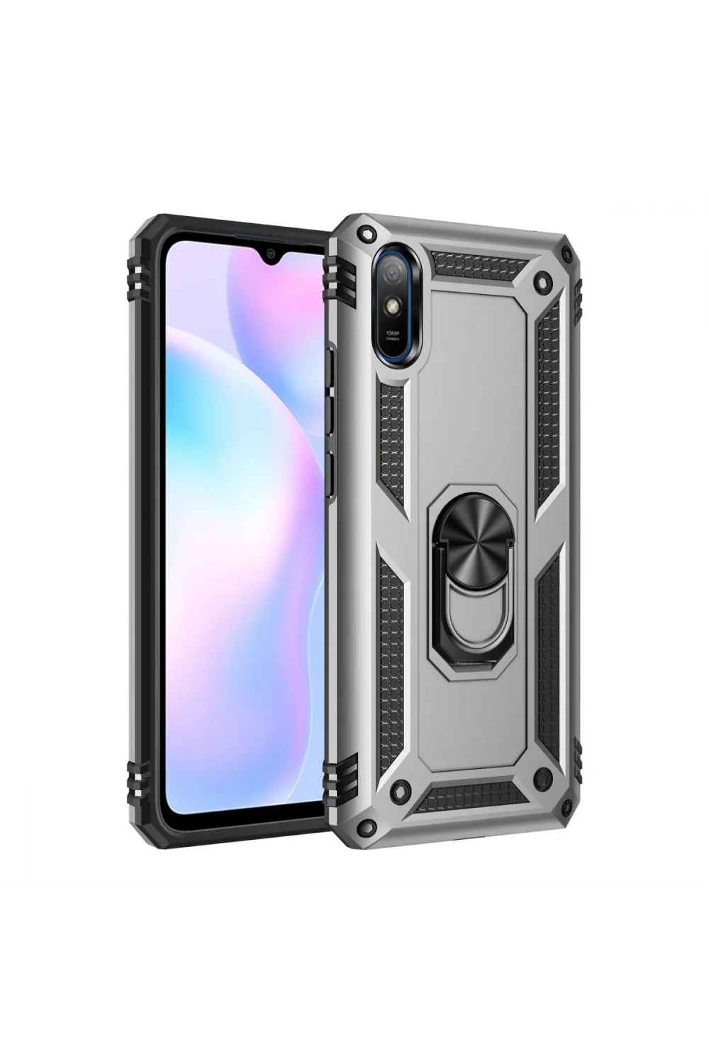 Xiaomi Redmi 9a Kılıf Sofya Yüzüklü Silikon Kapak - Gümüş