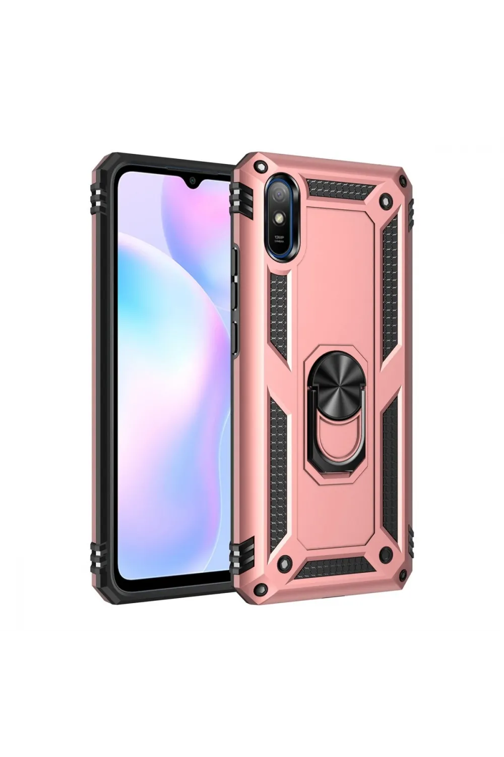 Xiaomi Redmi 9a Kılıf Sofya Yüzüklü Silikon Kapak - Rose