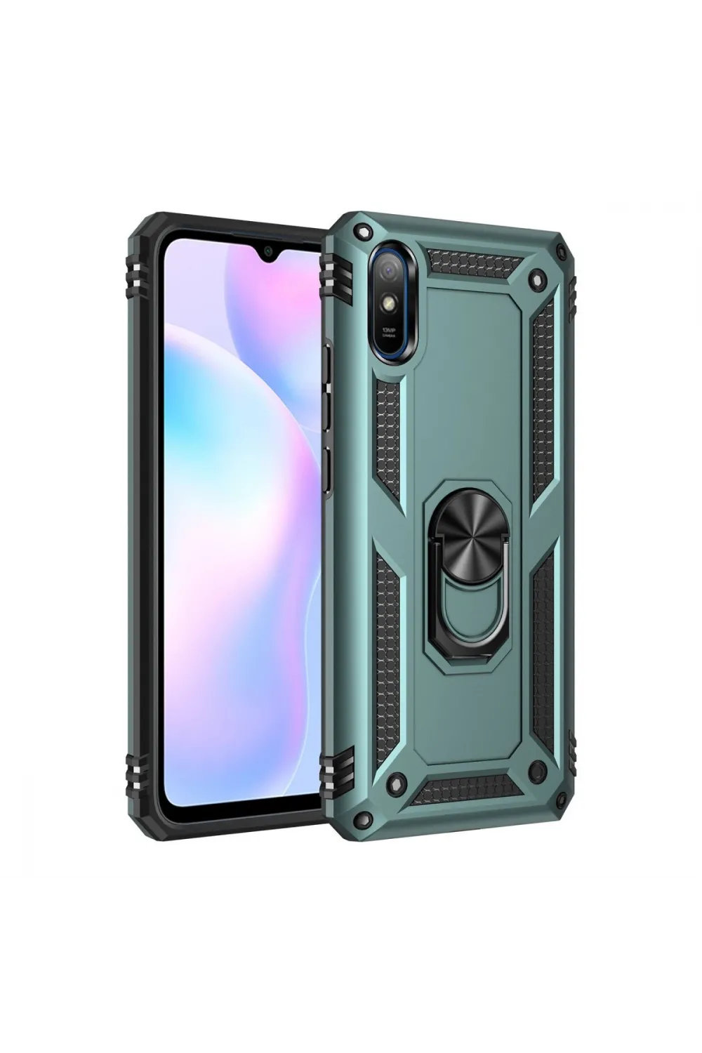 Xiaomi Redmi 9a Kılıf Sofya Yüzüklü Silikon Kapak - Yeşil