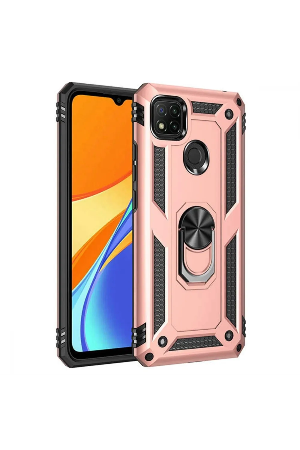 Xiaomi Redmi 9c Kılıf Sofya Yüzüklü Silikon Kapak - Rose
