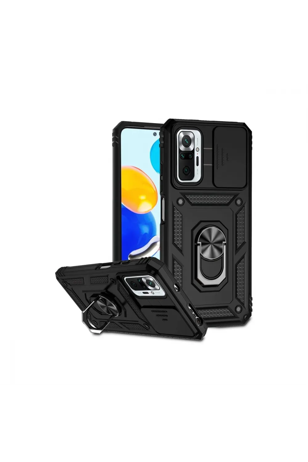 Xiaomi Redmi Note 10 Pro Kılıf Pars Lens Yüzüklü Silikon - Siyah