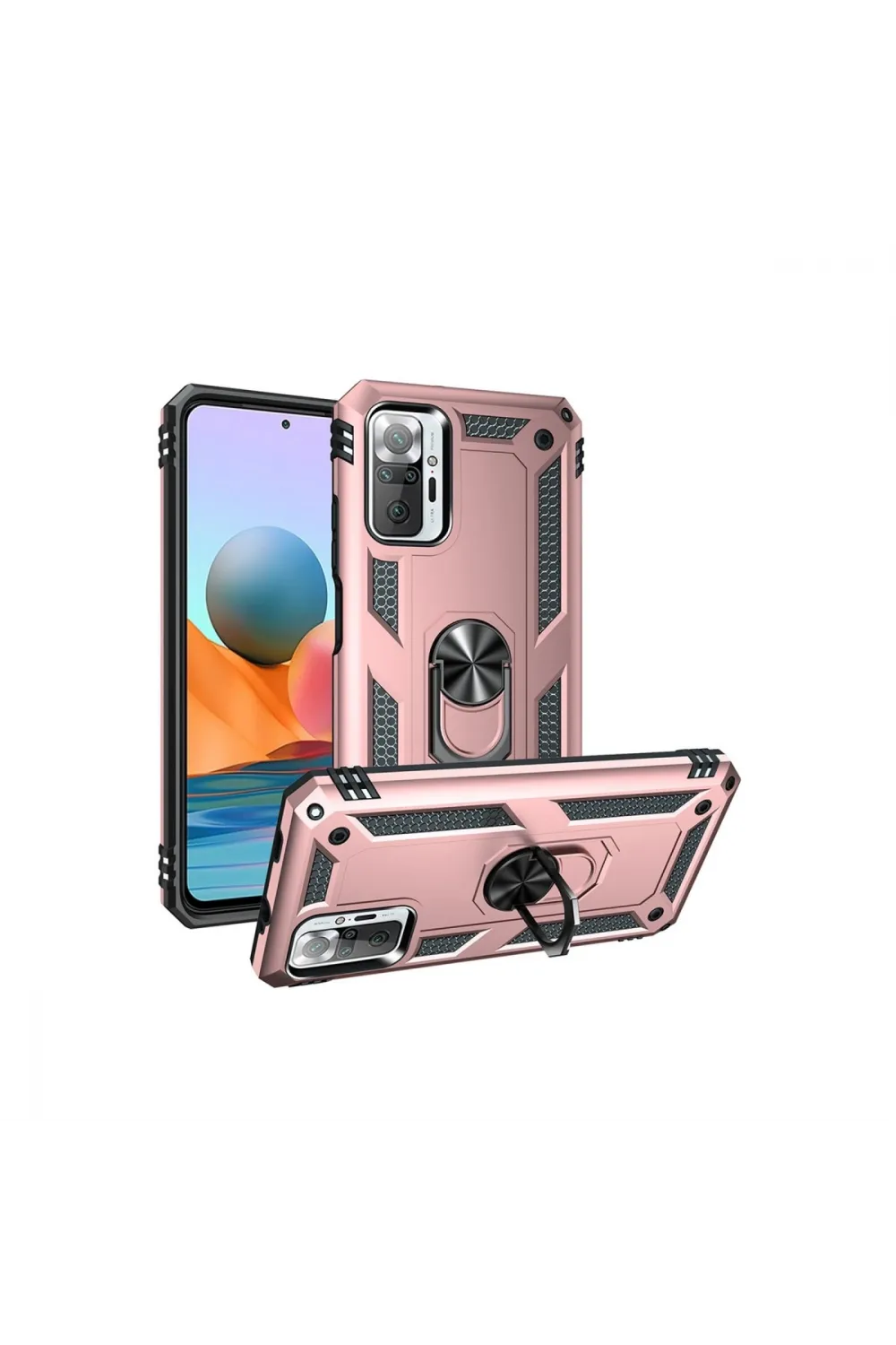 Xiaomi Redmi Note 10 Pro Kılıf Sofya Yüzüklü Silikon Kapak - Rose