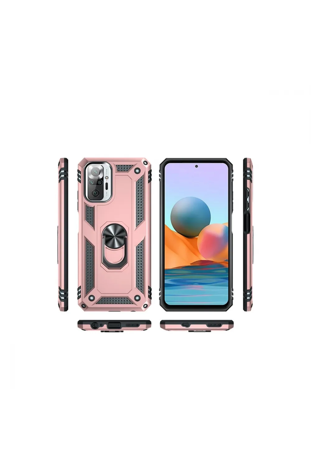Xiaomi Redmi Note 10 Pro Kılıf Sofya Yüzüklü Silikon Kapak - Rose