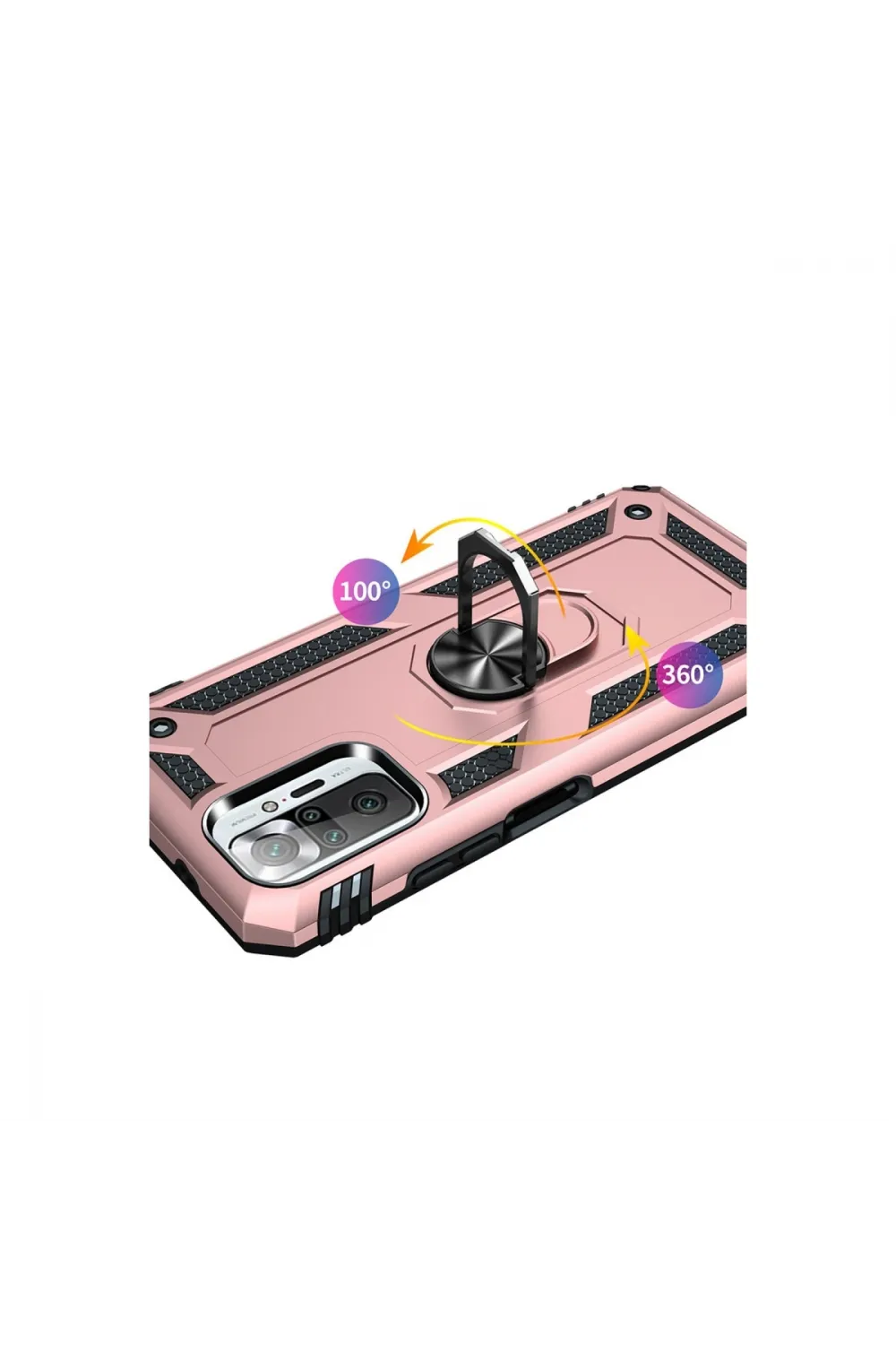 Xiaomi Redmi Note 10 Pro Kılıf Sofya Yüzüklü Silikon Kapak - Rose