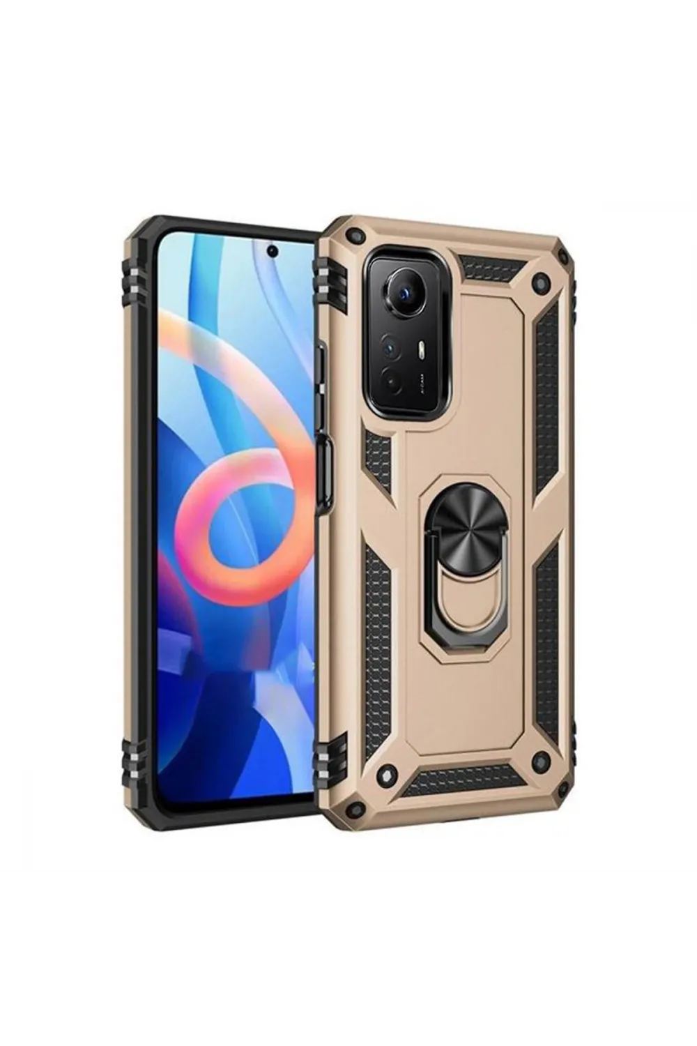 Xiaomi Redmi Note 12s Kılıf Sofya Yüzüklü Silikon Kapak - Gold