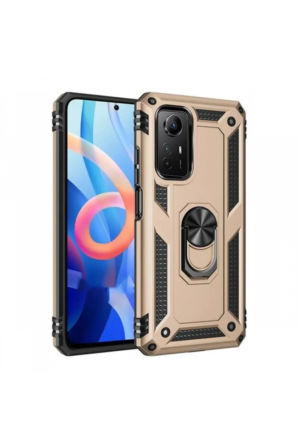 Xiaomi Redmi Note 12S Kılıf Sofya Yüzüklü Silikon Kapak - Gold