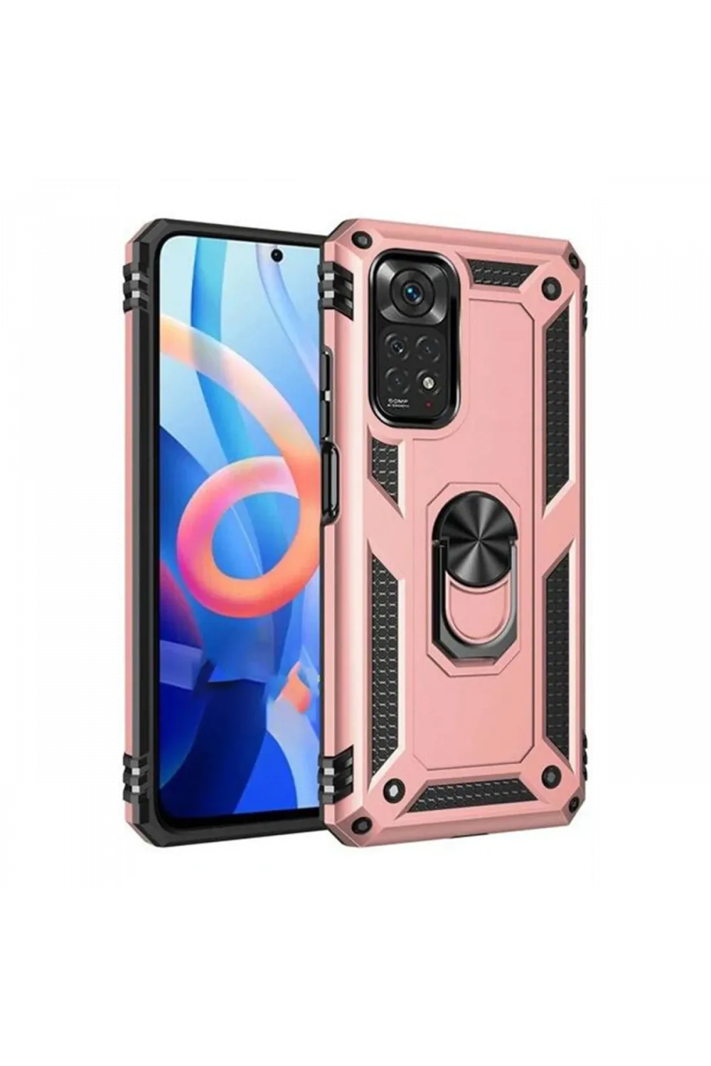 Xiaomi Redmi Note 12S Kılıf Sofya Yüzüklü Silikon Kapak - Rose