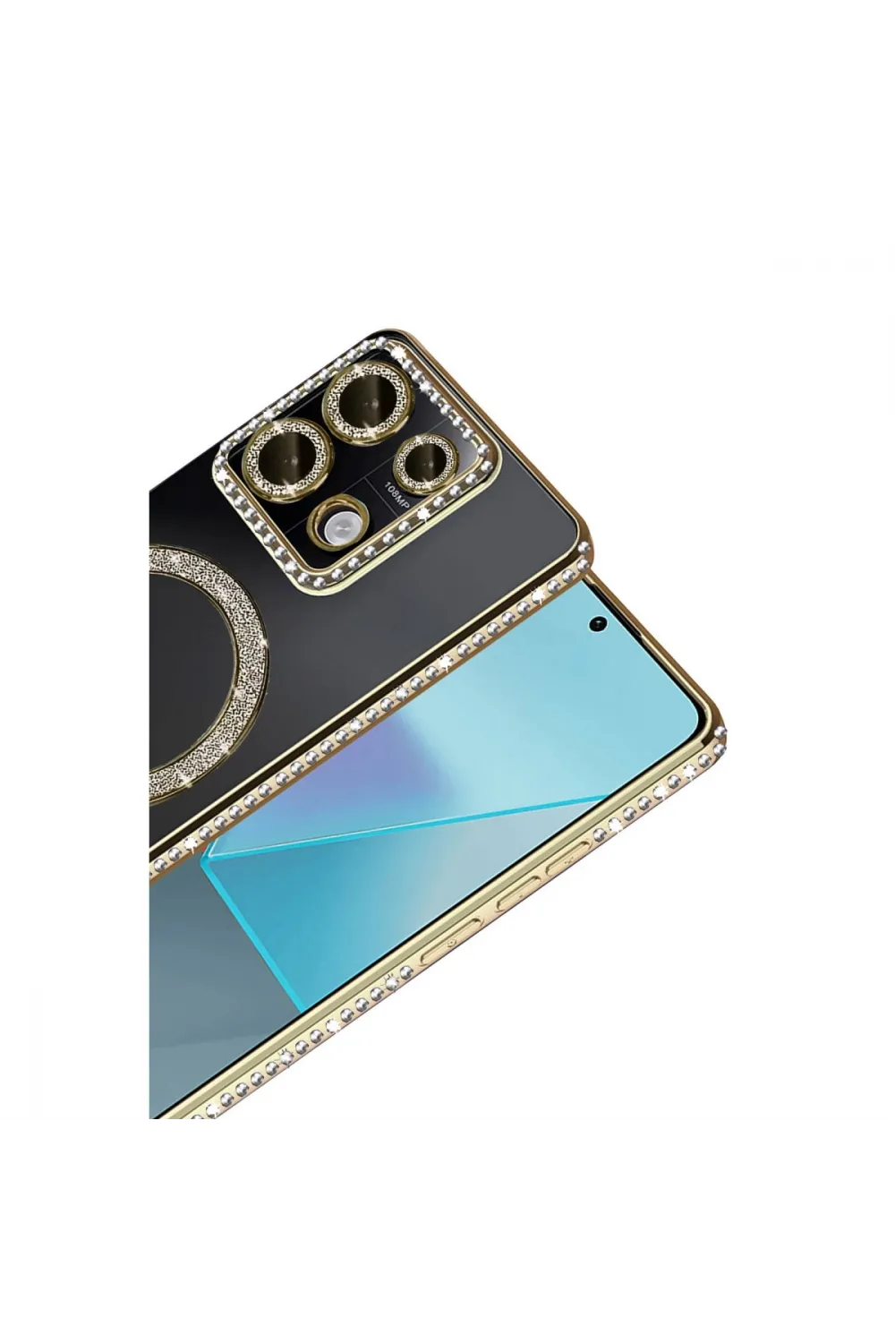 Xiaomi Redmi Note 13 Pro 4g Joke Simli Magneticsafe Kılıf - Gold