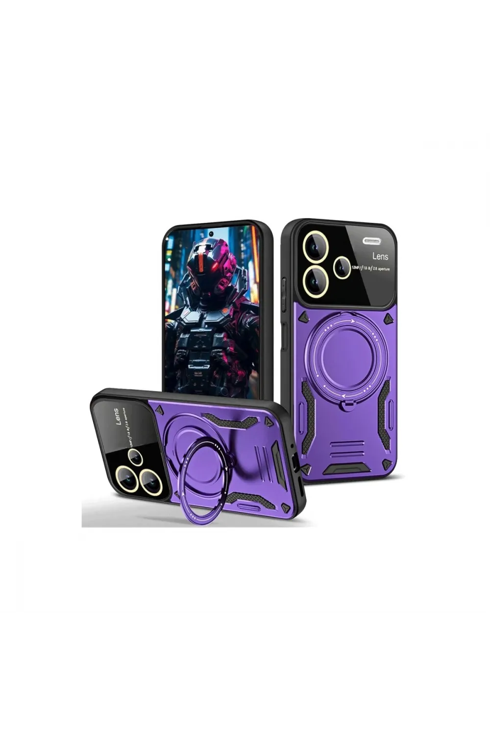Xiaomi Redmi Note 13 Pro Plus Joy Lens Standlı Kapak - Mor
