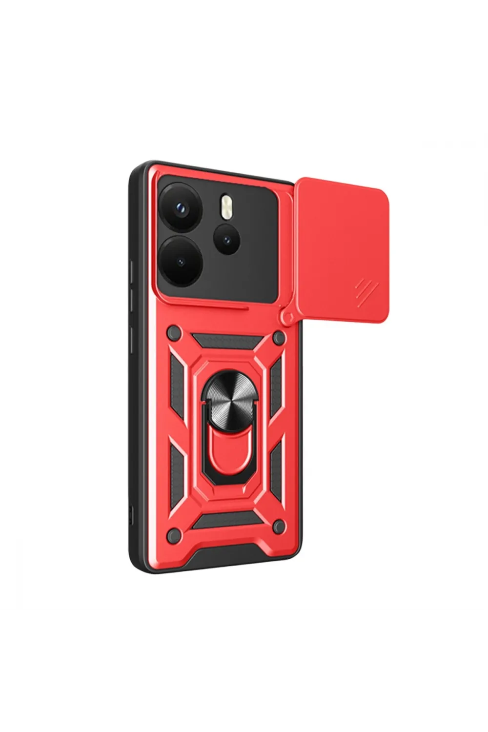 Xiaomi Redmi Note 14 4g Pars Lens Yüzüklü Silikon - Kırmızı