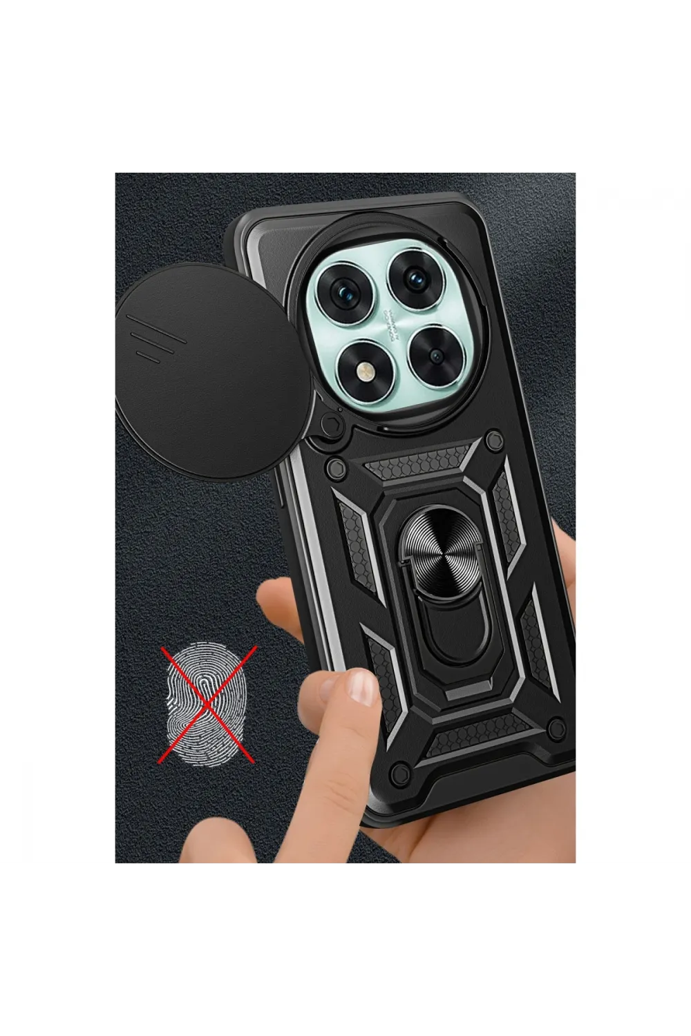 Xiaomi Redmi Note 14 Pro 4g Kılıf Pars Lens Yüzüklü Silikon - Yeşil