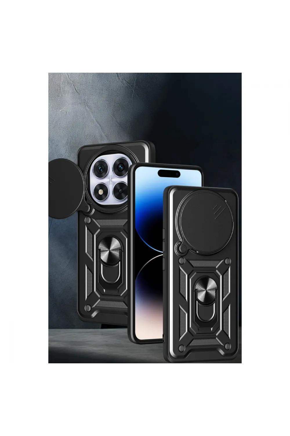 Xiaomi Redmi Note 14 Pro Plus Kılıf Pars Lens Yüzüklü Silikon - Siyah