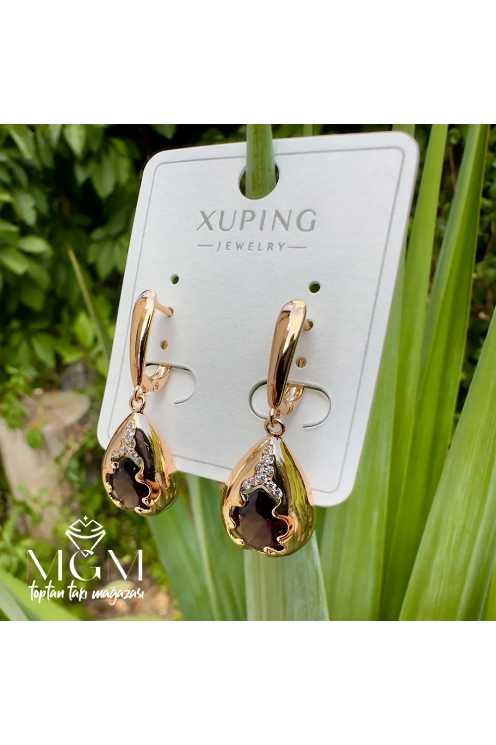 Xuping Taşlı Su Damlası Küpe - Kp00175