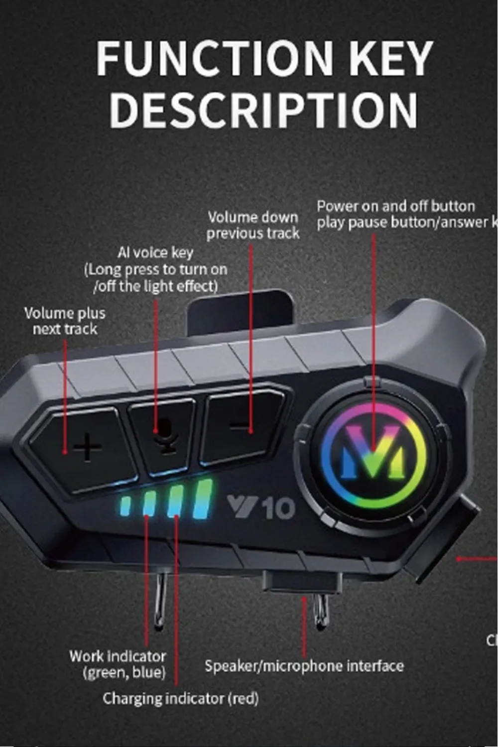 Y10 Kask Kulaklık Bluetooth Motosiklet Kulaklık 5,3 Bluetooth Intercom Motorsiklet Kulaklık