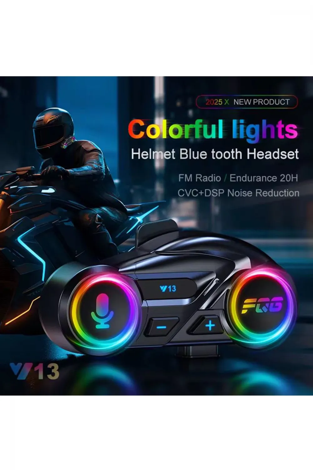 Y13 Motor Kask Kulaklık Rgb Modlu Radyolu Motosiklet Kulaklık 5.3 Bluetooth Intercom