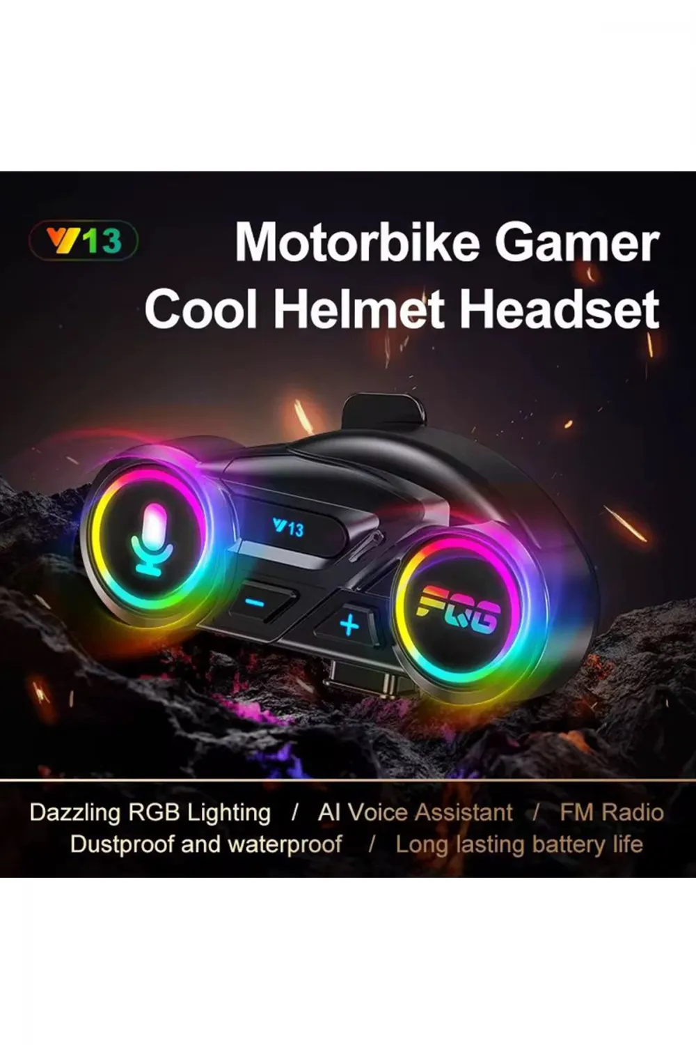 Y13 Motor Kask Kulaklık Rgb Modlu Radyolu Motosiklet Kulaklık 5.3 Bluetooth Intercom