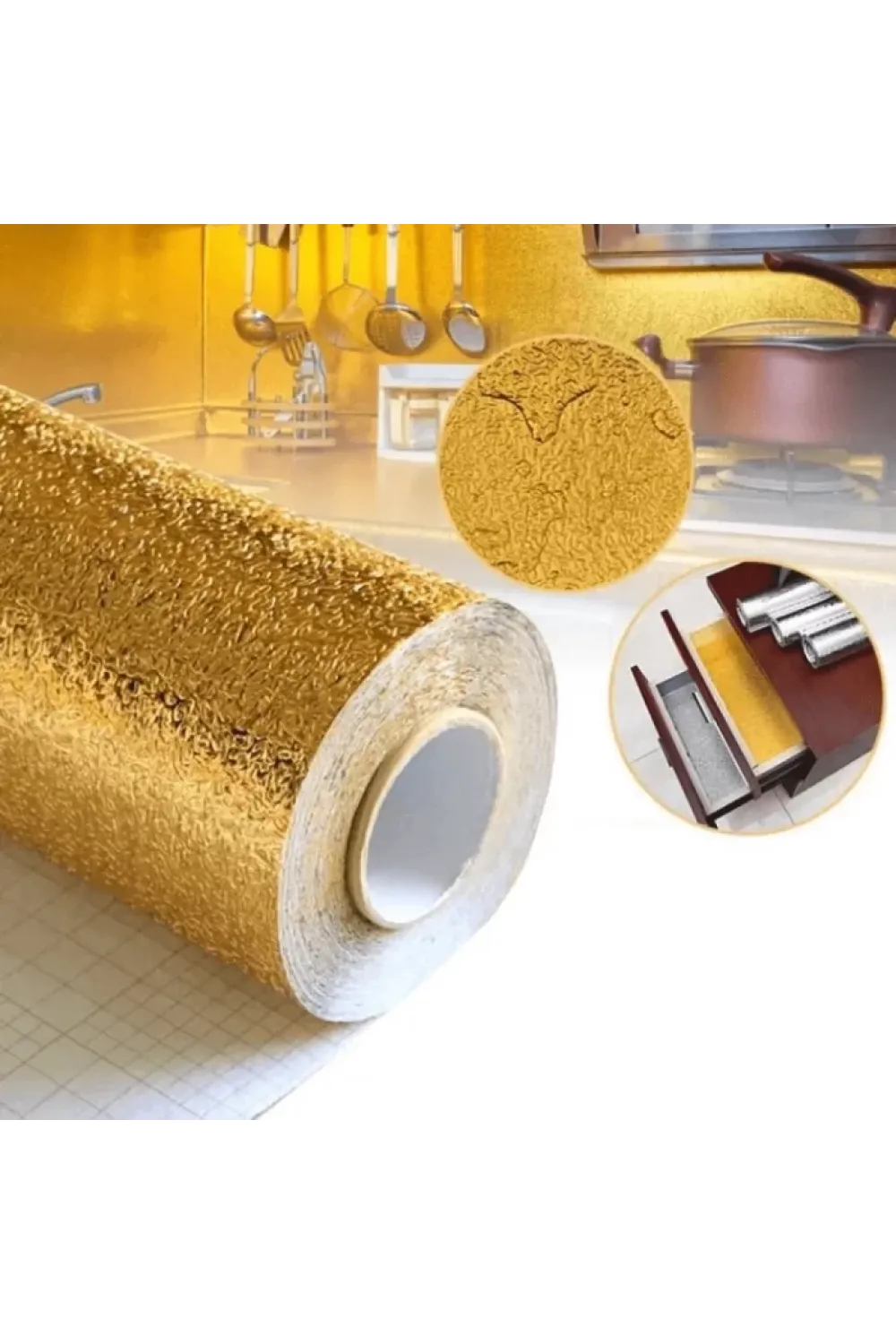 Yapışkanlı Gold Mutfak Tezgah Folyosu
