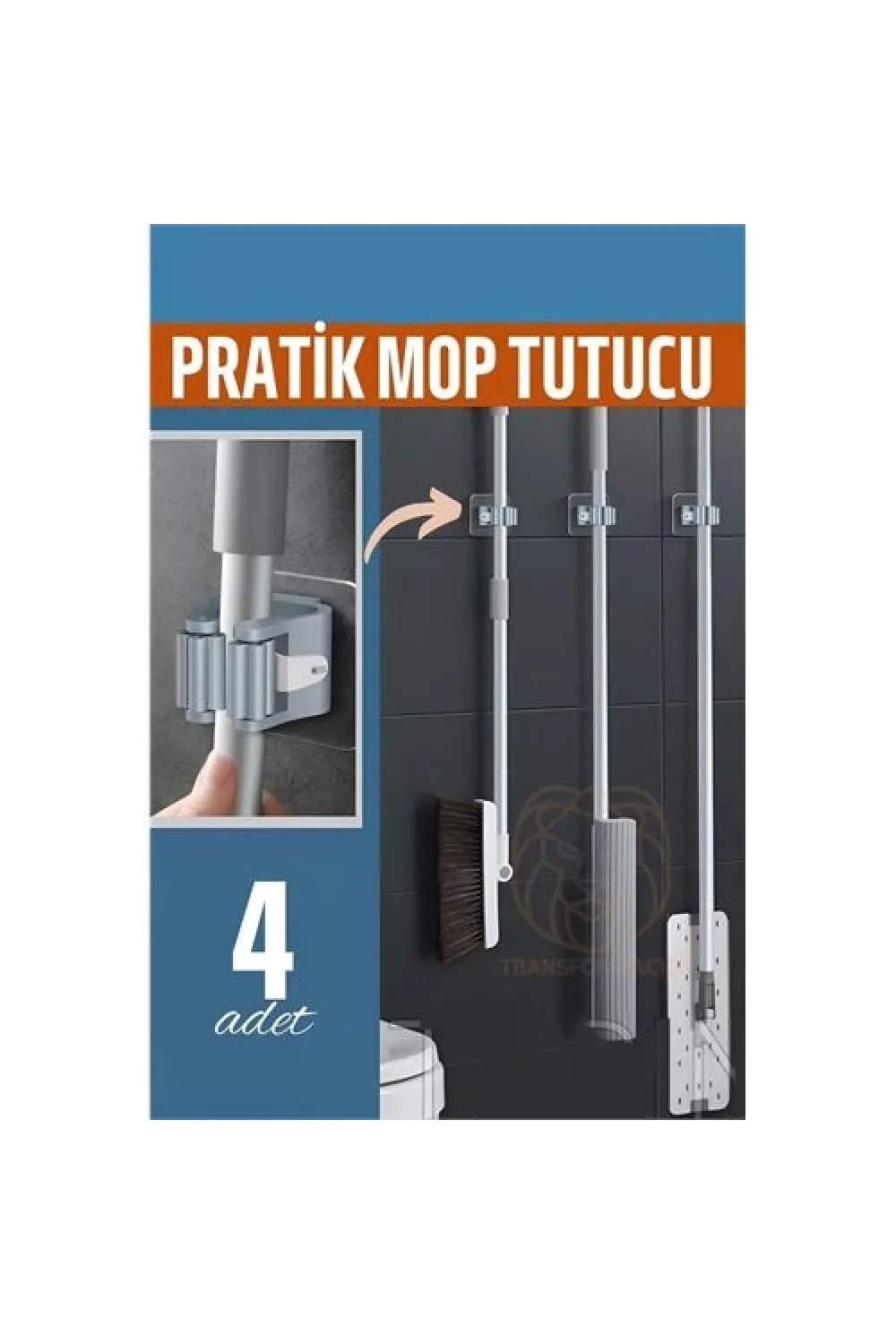 Yapışkanlı Pratik Mop Tutucu 4 ADET