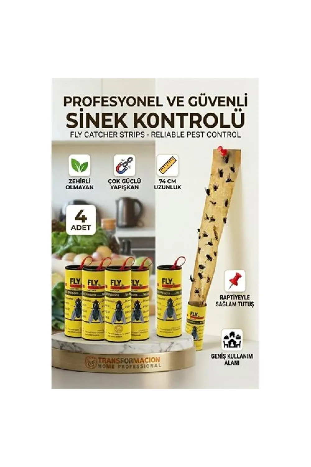 Yapışkanlı Sinek Şeridi Sinek Kapanı 4 ADET 721533