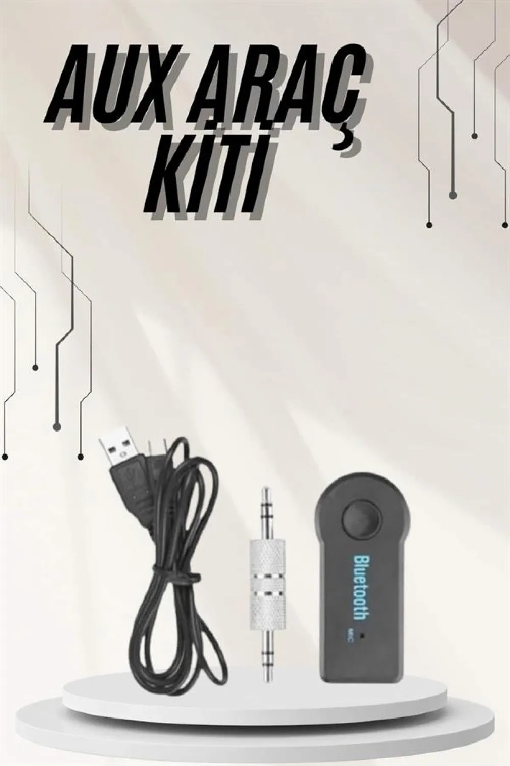 Yeni Nesil Bluetooth Aux Araç Kiti Siyah Tv Tablet Telefon Araç Araba