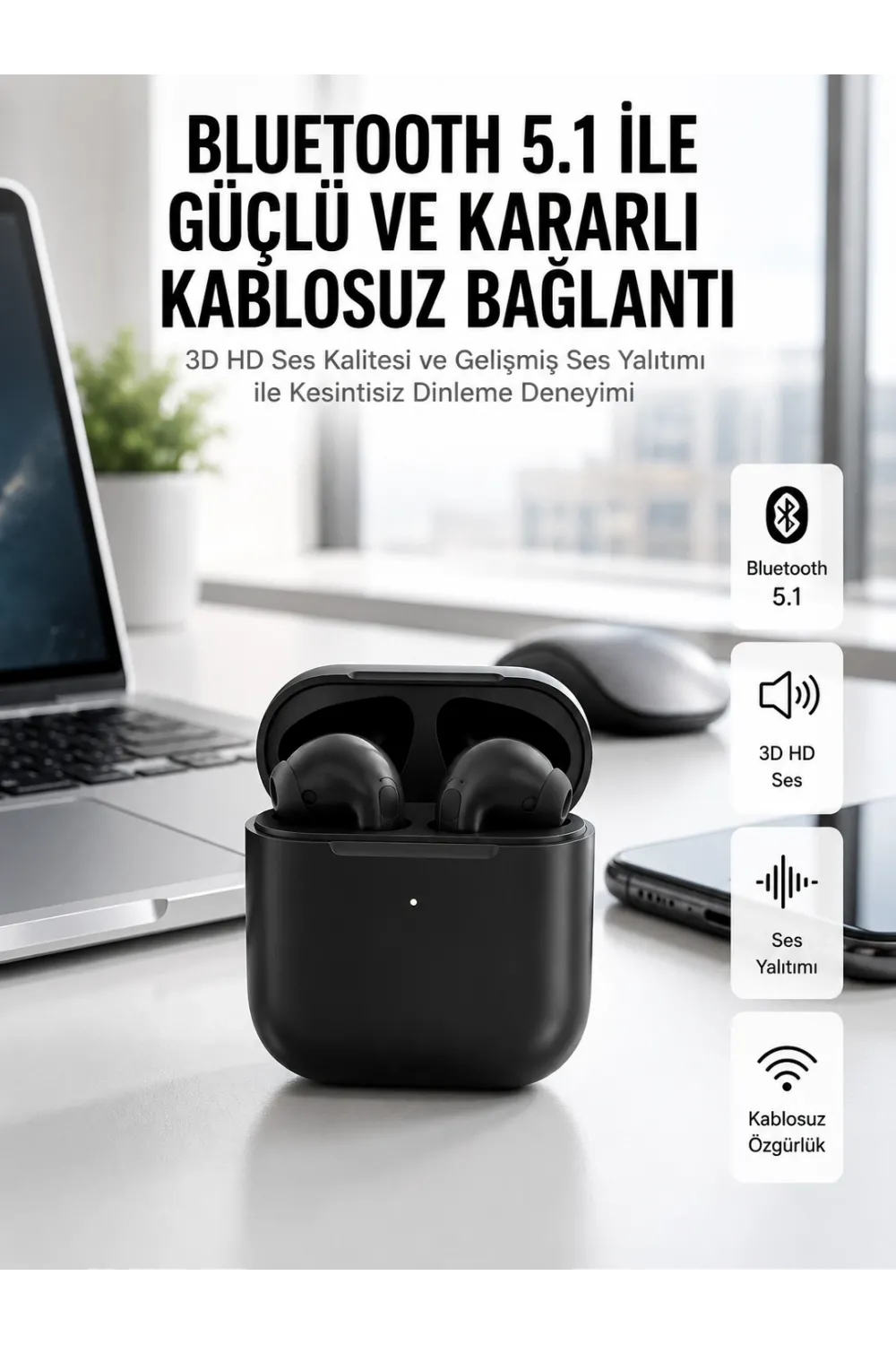 Yeni Nesil Bluetooth Kulaklık İos Android Uyumlu Hd Ses Performansı