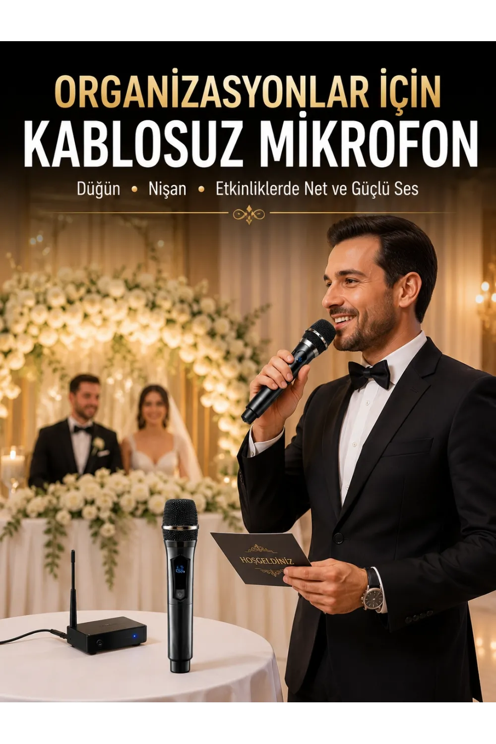 Yeni Nesil Kablosuz El Mikrofonu Seti Dijital Ekranlı Çift Mikrofonlu