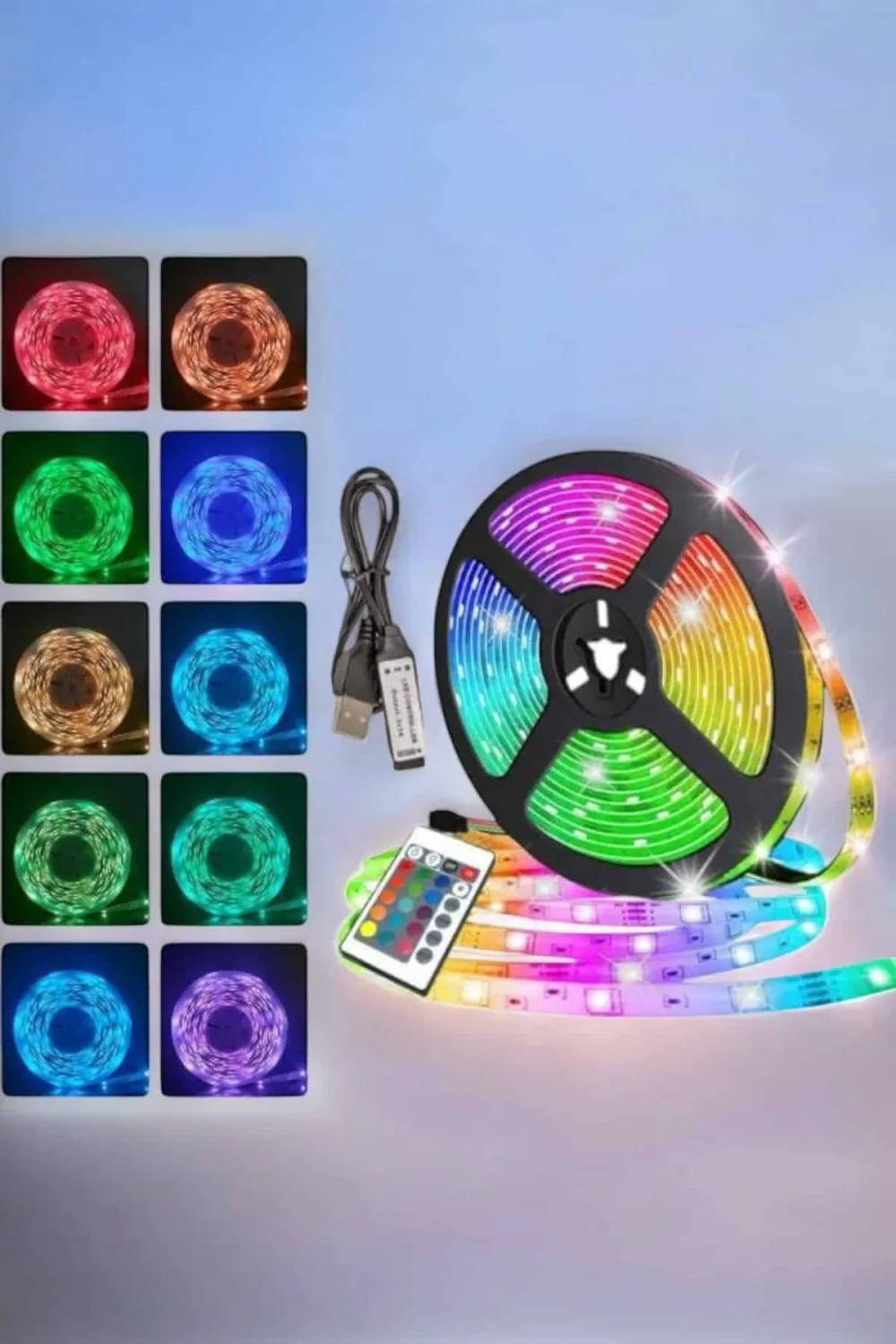 Yeni Nesil Rgb Işıklı 10metre Şerit Led Kumandalı Şarj Edilebilir