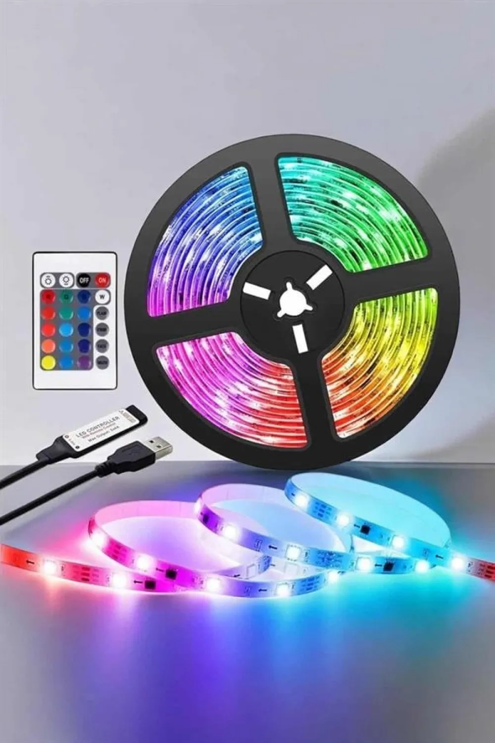 Yeni Nesil Rgb Işıklı 10metre Şerit Led Kumandalı Şarj Edilebilir