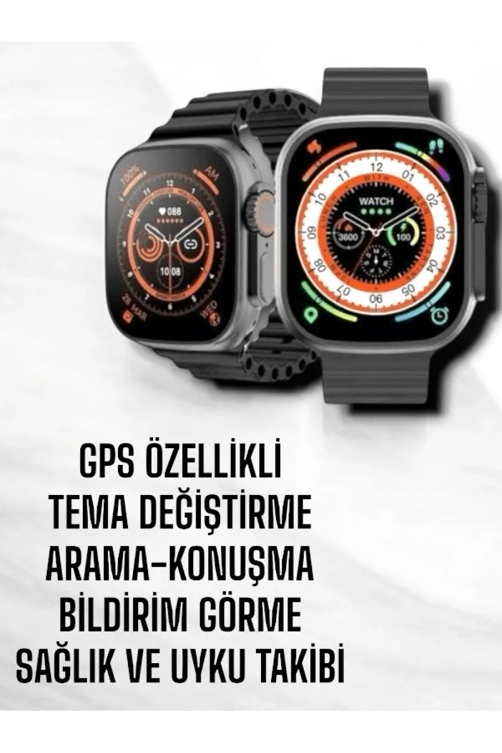 Yeni Nesil Ultra Akıllı Saat Titreşimli, Uyku & Sağlık Takibi, Çift Kordon