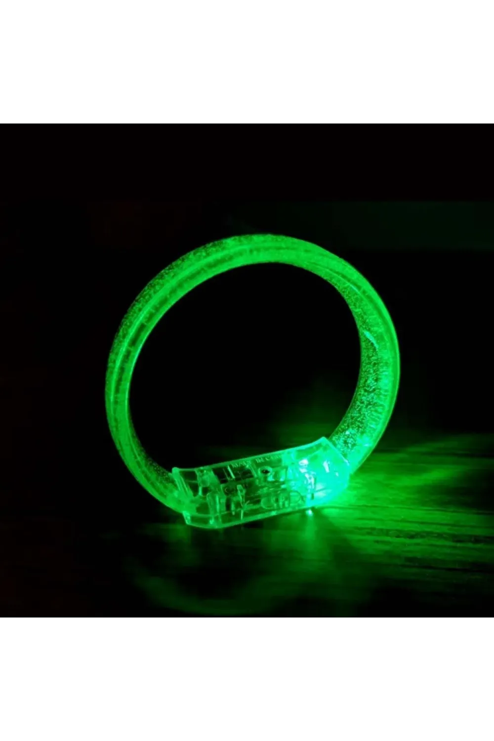 Yeşil Led Işıklı Baskı Yapılabilen Pilli Bileklik Bilezik 1,5 cm Genişlik