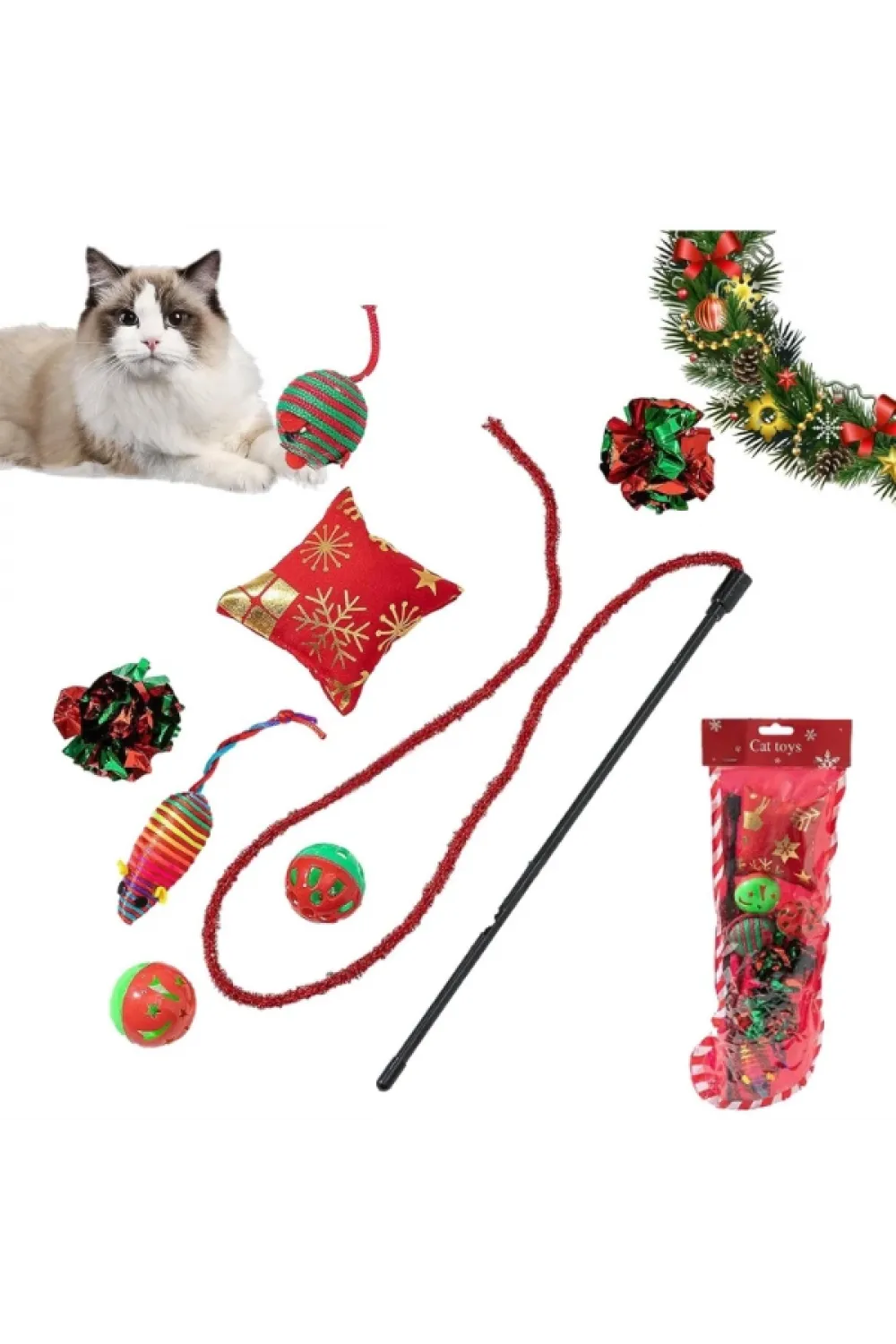 Yılbaşı Konseptli Kedi Oyuncak Seti