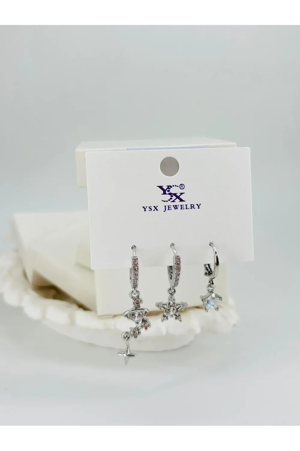 Yıldız Detaylı Üçlü Kombin Küpe - Kp00548