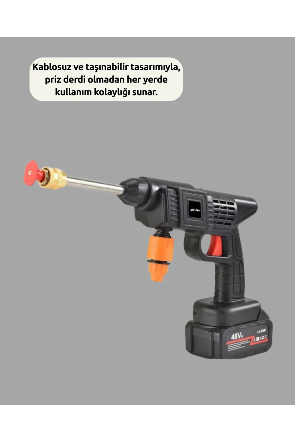 Yüksek Basınçlı Şarjlı Yıkama Tabancası Su Tabancası Hortumlu