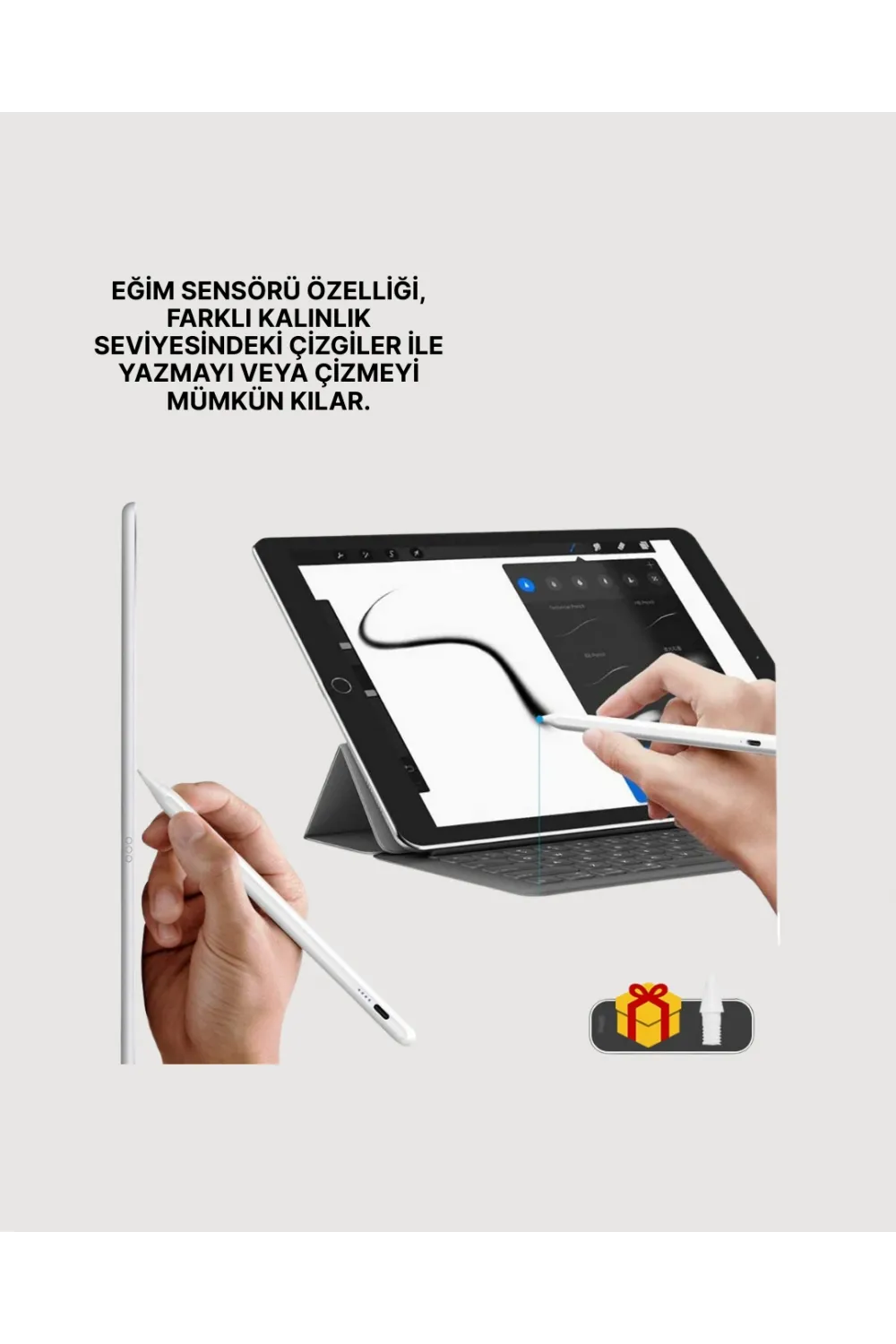 Yüksek Hassasiyetli Eğim Sensörlü Dijital Kalem – Usb-c Hızlı Şarjlı