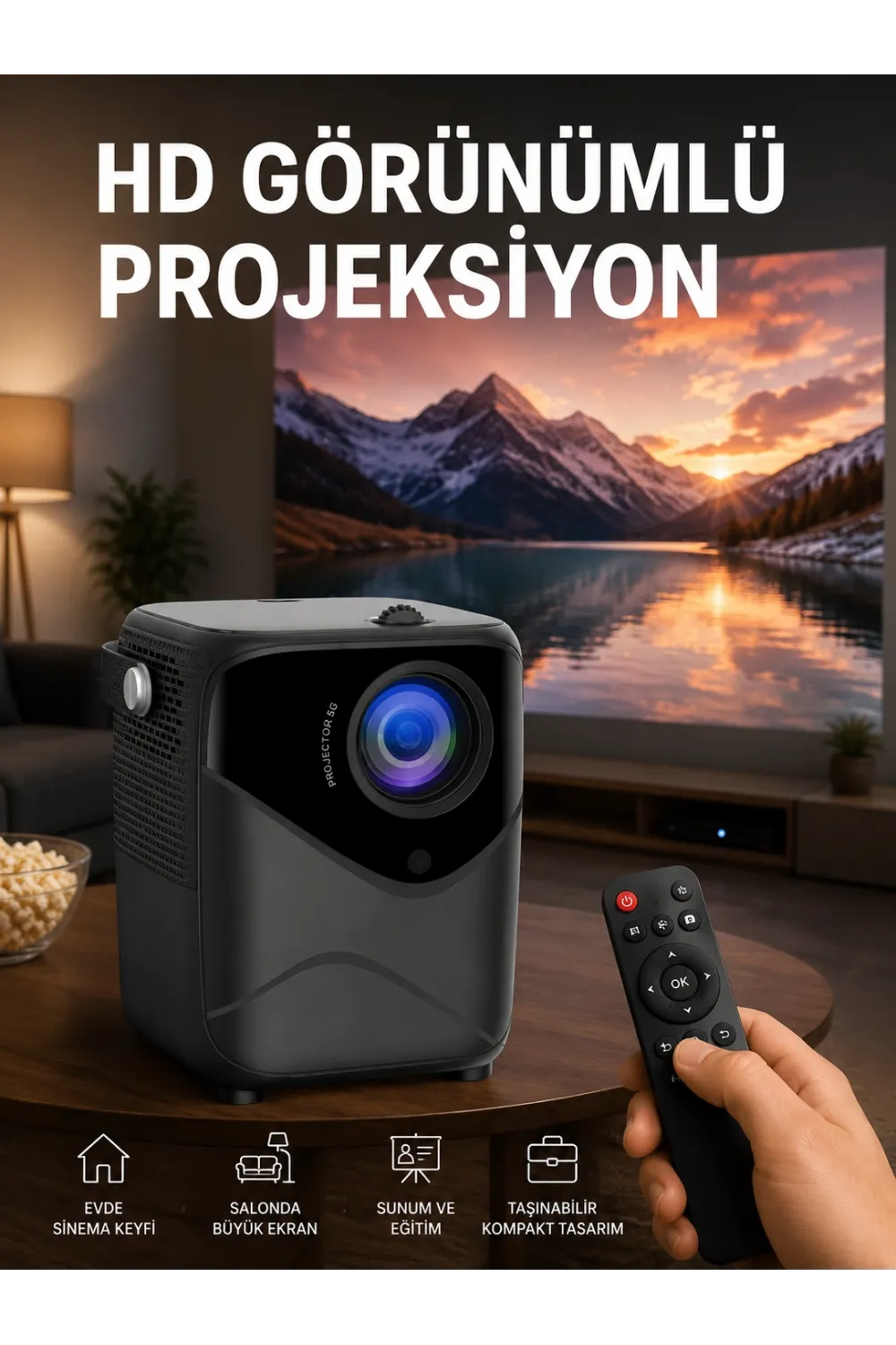 Yüksek Hd Görünümlü Taşınabilir Projeksiyon Cihazı