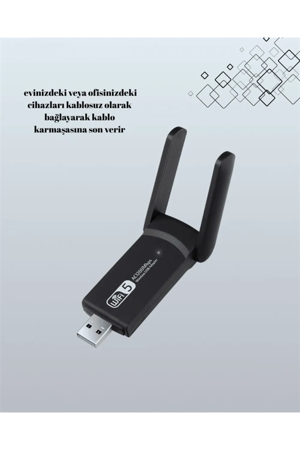 Yüksek Hızlı 1200 Mbps Çift Bant Usb Wifi Adaptör – Güçlü Sinyal, Geniş Uyumluluk