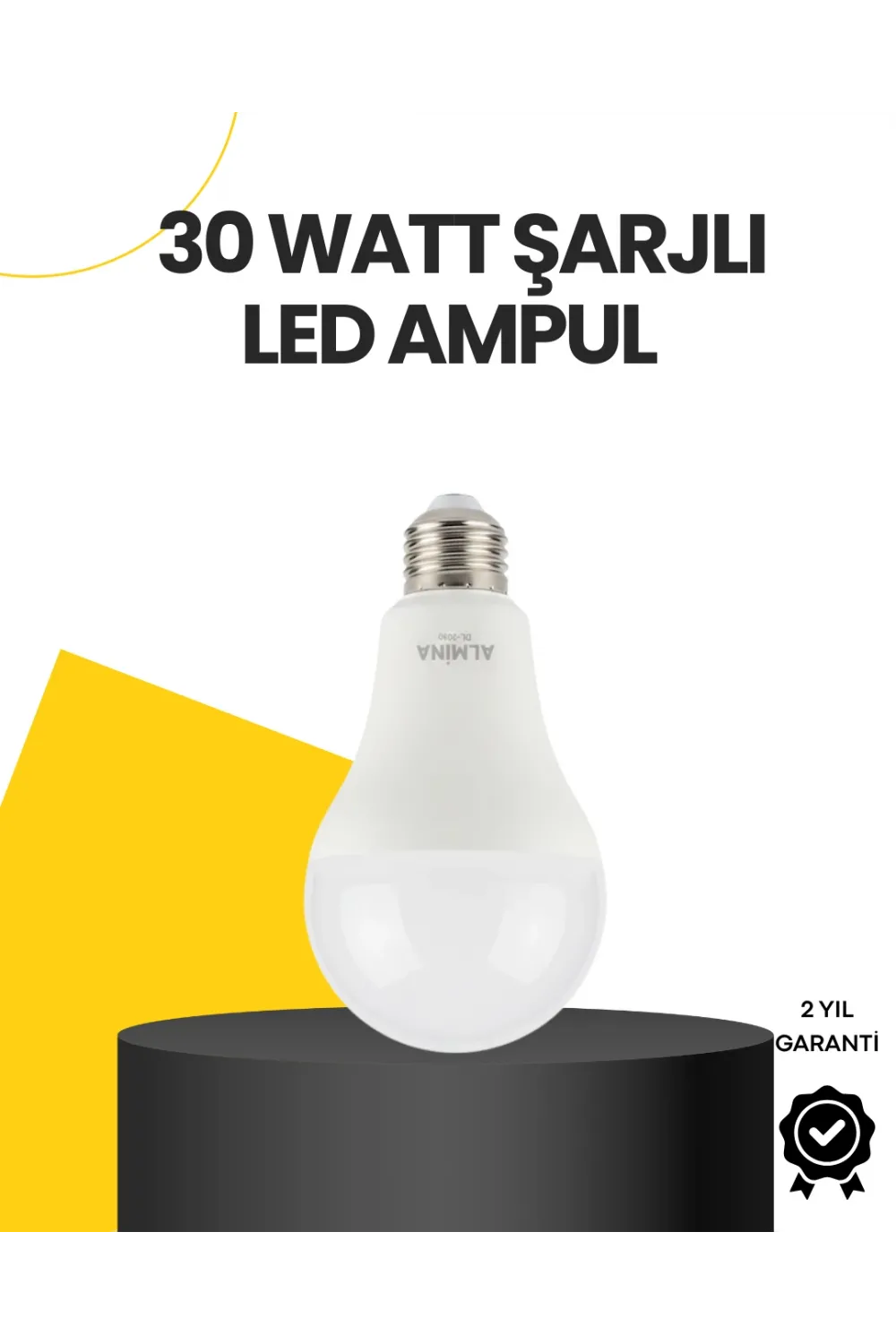 Yüksek Işık Güçlü Şarjlı Led Ampul E27 30w Enerji Tasarruflu